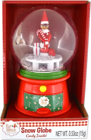 Elf On The Shelf Snow Globe With Candy PNG image