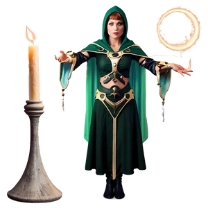 Elf Sorceress Casting Spells PNG Gdm58