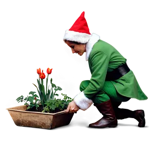 Elf Tending To Garden PNG 05232024 PNG