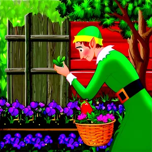 Elf Tending To Garden PNG Fwd6 PNG
