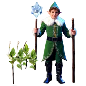 Elf With Crystal Staff PNG Bjv PNG