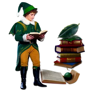 Elf With Magical Book PNG 05232024 PNG