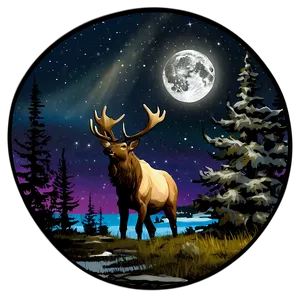 Elk In Moonlight PNG 05242024 PNG
