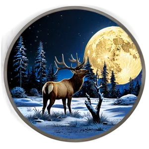 Elk In Moonlight PNG Kde PNG