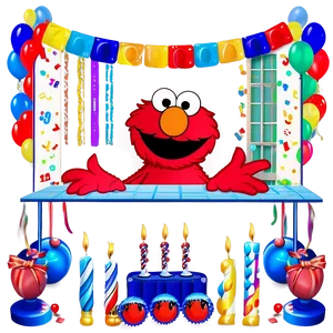 Elmo Birthday Party Backdrop Png 06132024 PNG image