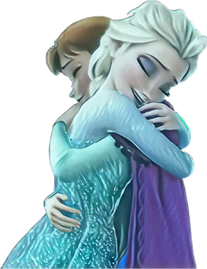 Elsaand Anna Embrace Frozen PNG image