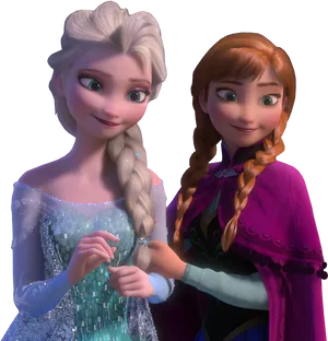 Elsaand Anna Frozen Sisters PNG