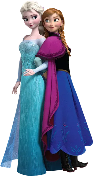 Elsaand Anna Frozen Sisters Pose PNG image