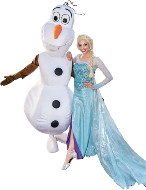 Elsaand Olaf Costumed Characters PNG