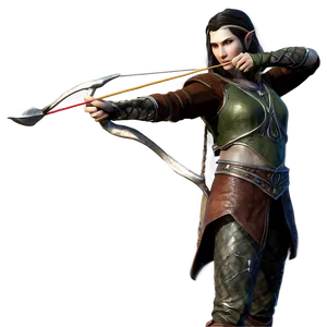 Elven Archer In Action PNG 40
