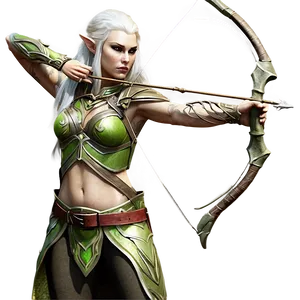 Elven Archer In Action PNG 64