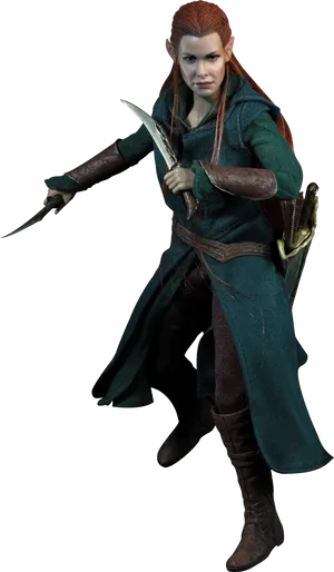 Elven Warrior Readyfor Battle PNG image