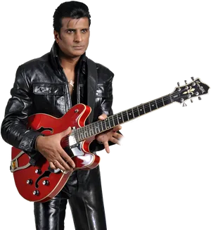 Elvis Inspired Musicianwith Guitar PNG image