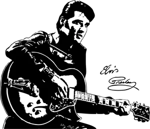 Elvis Presley Guitar Silhouette PNG image