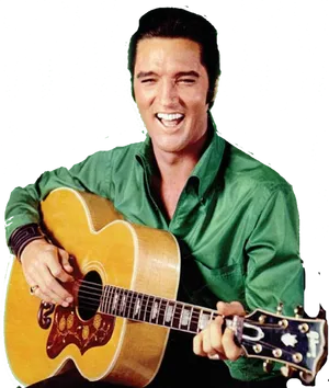 Elvis Presley Guitar Smile PNG image