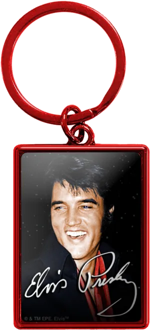 Elvis Presley Keychain Red Background PNG image