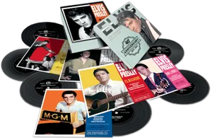 Elvis Presley Vinyl Record Collection PNG image
