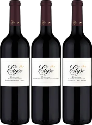 Elyse Zinfandel Wine Bottles Collection PNG image