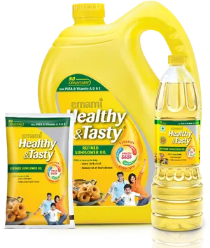 Emami Healthyand Tasty Sunflower Oil Products PNG image