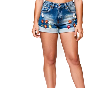 Embellished Denim Jorts Png 81 PNG image