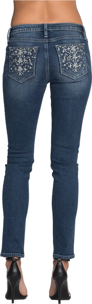 Embellished Pocket Skinny Jeans PNG image