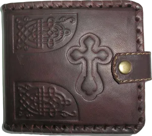 Embossed Leather Walletwith Cross Design PNG image