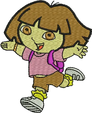 Embroidered Cartoon Explorer Girl PNG image