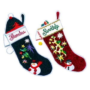 Embroidered Christmas Stocking Png Nds PNG image