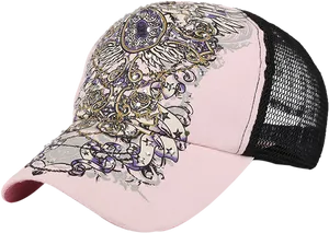 Embroidered Pink Baseball Cap PNG image