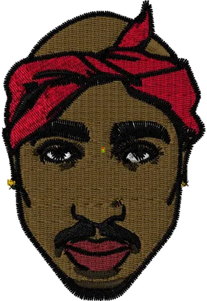 Embroidered Portraitof Music Artist PNG image