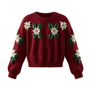 Embroidered Red Sweater PNG 06292024