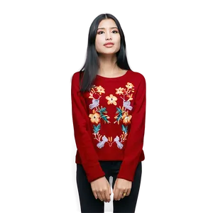 Embroidered Red Sweater PNG 06292024 PNG