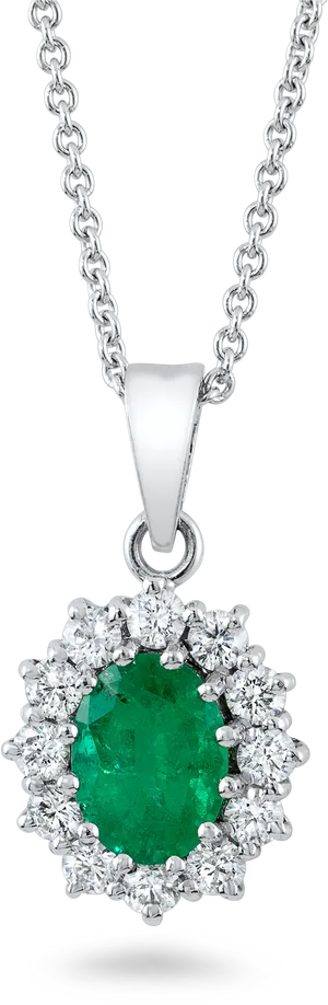 Emerald Diamond Pendant Necklace PNG image