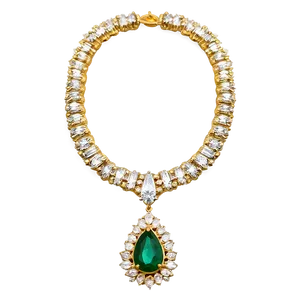 Emerald Gold Necklace PNG 33