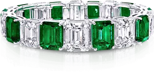 Emeraldand Diamond Bracelet Reflection PNG image