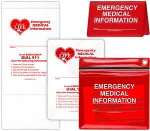 Emergency Medical Information Wallet Cards PNG image