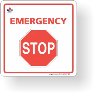 Emergency Stop Sign Redand White PNG image
