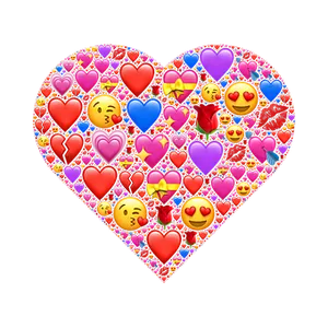 Emoji Heart Collage PNG image