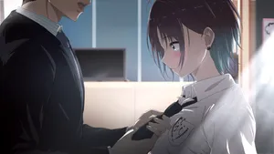 Emotional Anime Classroom Encounter PNG image
