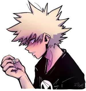 Emotional Bakugou Artwork PNG image