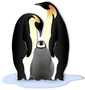 Emperor Penguinand Chick Illustration