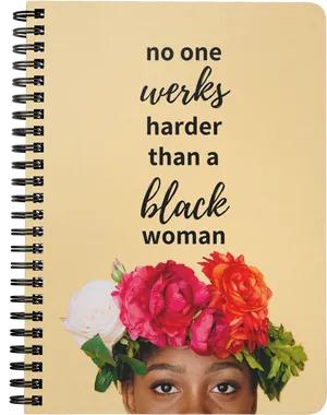 Empowerment Notebook Black Woman Floral Crown PNG image