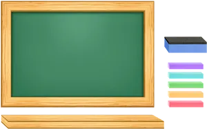 Empty Classroom Blackboardwith Chalkand Eraser PNG