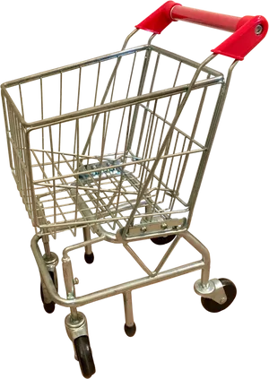 Empty Metal Shopping Cartwith Red Handles PNG image