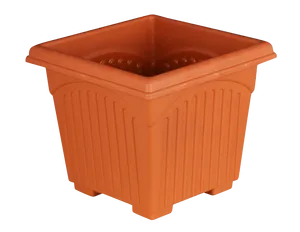 Empty Orange Flower Pot
