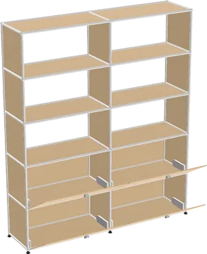 Empty Wooden Bookshelf Design