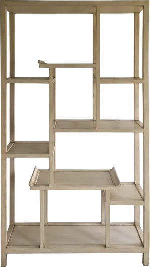 Empty Wooden Bookshelf Structure