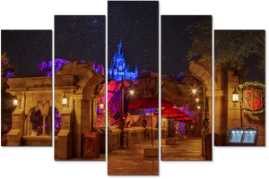 Enchanted Castle Night Scene Wall Art PNG image