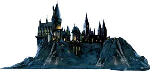 Enchanted_ Castle_ Nighttime_ Silhouette PNG image