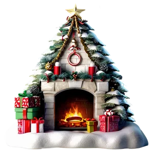 Enchanted Christmas Fireplace Scene Png 06262024 PNG image